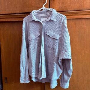 aerie button up waffle kint gray size small women’s